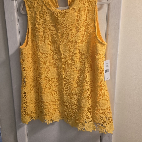 Rafaella Sunflower Lace Scalloped Sleeveless Blouse Size L - Picture 3 of 9